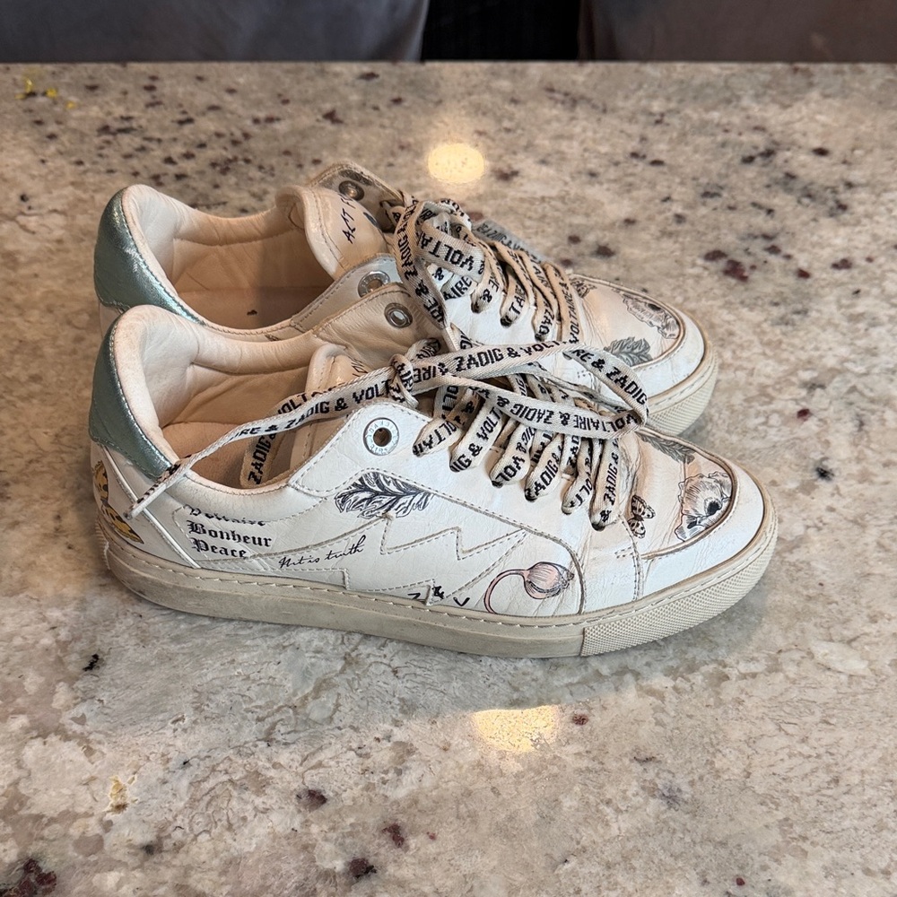 Zadig & Voltaire  Low-Top Sneakers with Metallic Green Heel act for love
